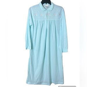 Katz 70’s Vintage Embroidered Flannel Long Sleeve‎ Nightgown Medium Coquette
